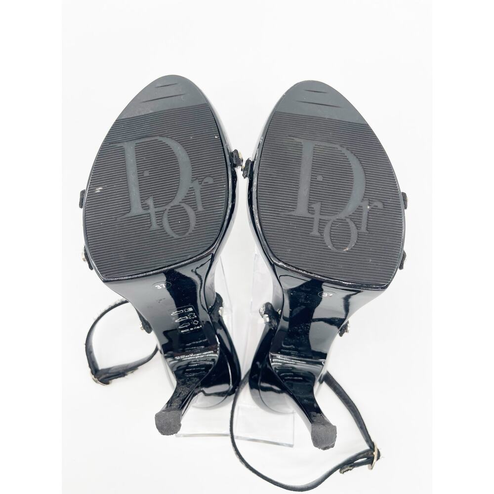 Christian Dior Vintage Y2K Black Butterfly Sequin Strappy Platform Sandals EU 37 - Picture 16 of 16